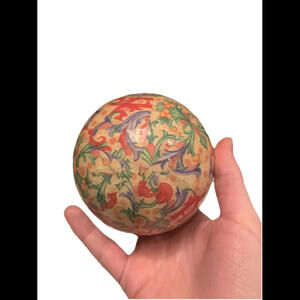 🐇Beautiful Patterned Paper Mache Christmas Holiday Tree Ball Ornament